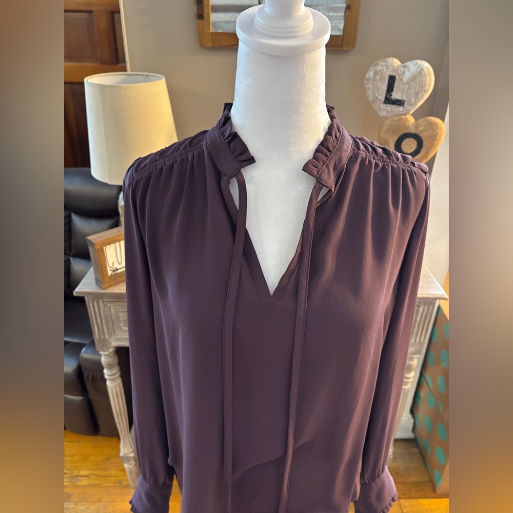Loft Tie Front Ruffle Collared Blouse - Picture 3 of 8
